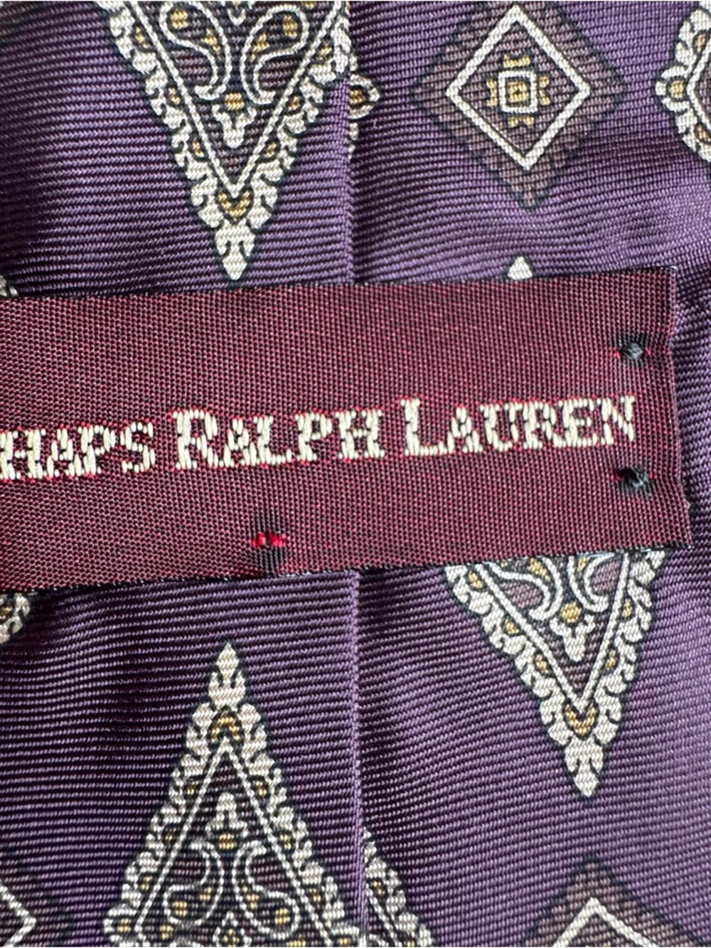 Chaps Ralph Lauren Silk Tie Purple Geometric Diamond USA 59.5 x 3.5